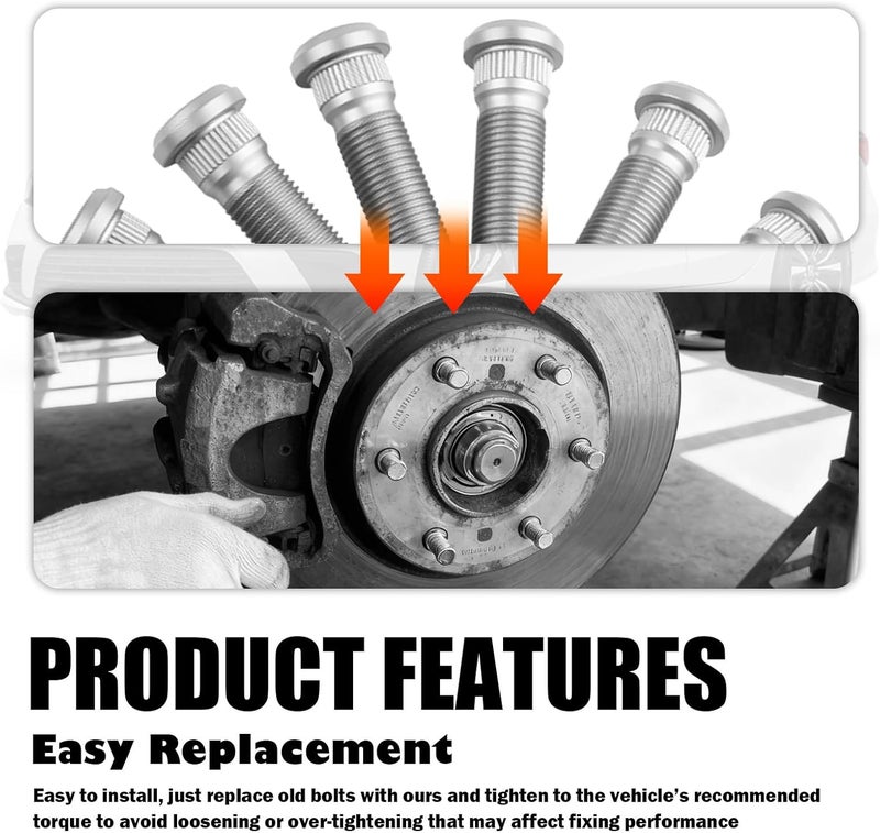 VKQTS 6PCS Trailer Wheel Studs 1/2 20 UNF,Wheel Bolts Load 2000-7000 Lb Compatible with Lippert/Dexter Axle,12.9 Grade Wheels Lug Stud Head 0.73"/Spline Diameter 0.56"/Length 2.11" - Image 5